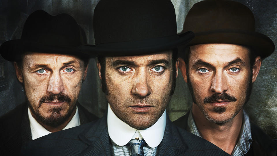 Ripper Street Picture shows: Detective Sergeant Bennet Drake (JEROME FLYNN), Detective Inspector Edmund Reid (MATTHEW MACFADYEN) and Captain Homer Jackson (ADAM ROTHENBERG)