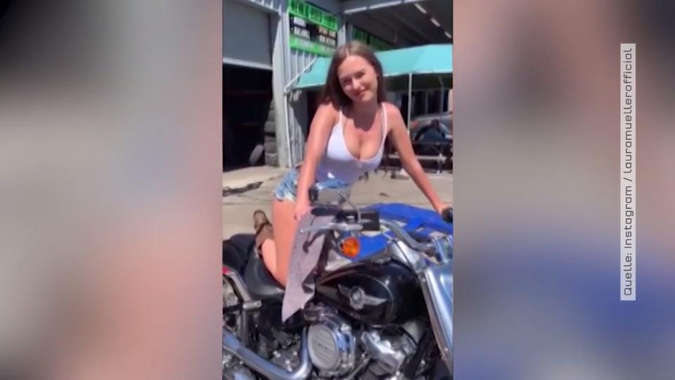 Laura Müller posiert sexy bei den Dreharbeiten