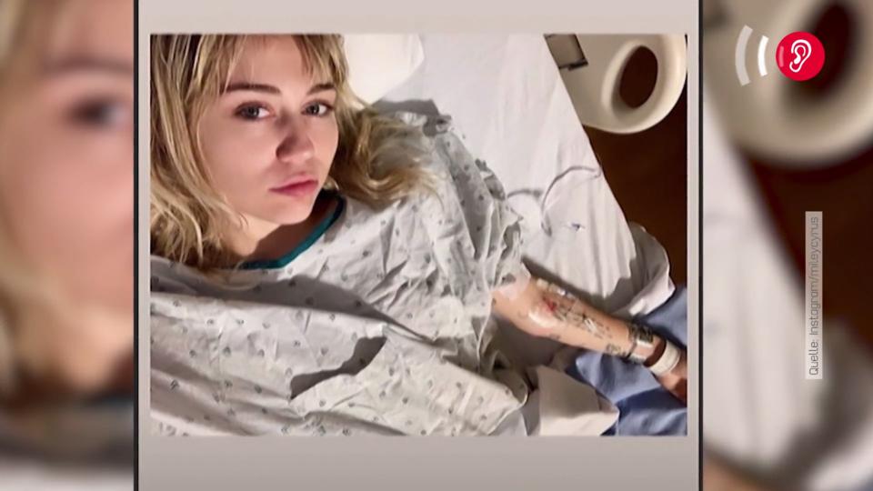 Sängerin hat eine schwere Mandelentzündu Miley Cyrus im Krankenhaus