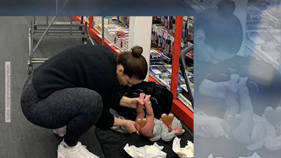 Was muss das muss Ashley Graham: Windel-Explosion im Supermarkt