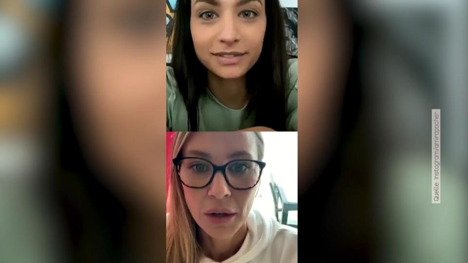 Sie haben sich erst ignoriert Amira Pocher & Sandy Meyer-Wölden im Insta-LIve