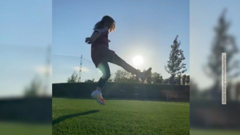 David Beckhams Tochter tritt in seine Fußstapfen Kick it like Harper!