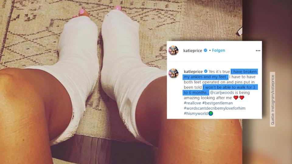 Eine Katastrophe jagt die nächste Katie Price hat sich beide Knöchel und Füße gebrochen