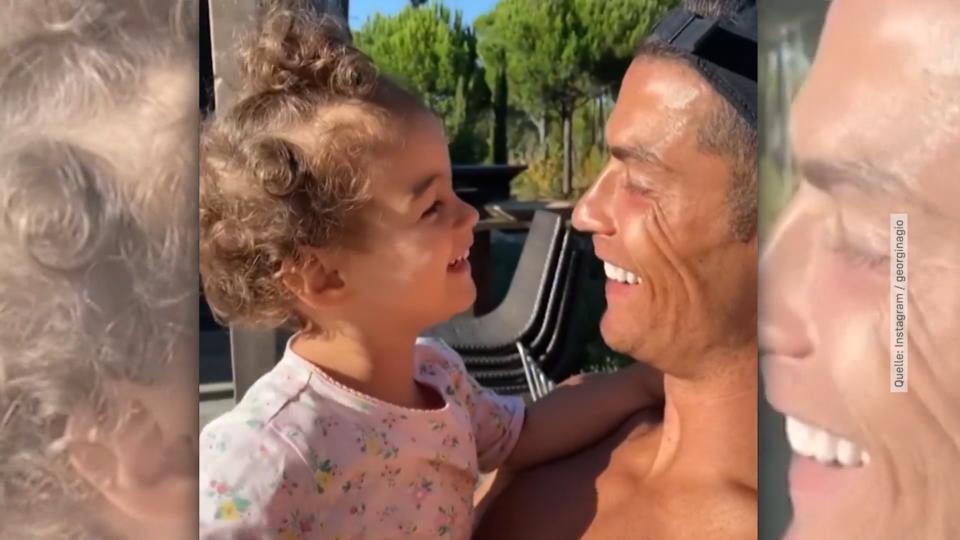 Küsschen für Papa! Cristiano Ronaldo: Süßes Video mit Tochter Alana