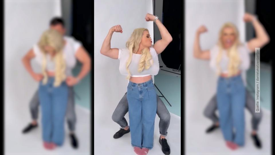 Seltsamer Schnappschuss auf Instagram Daniela Katzenberger lässt ihre Muskeln spielen