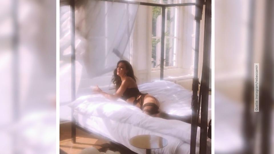 Frischgebackene Mama sehnt sich nach einen Bett Rebecca Mir kurz nach der Geburt in sexy Dessous?