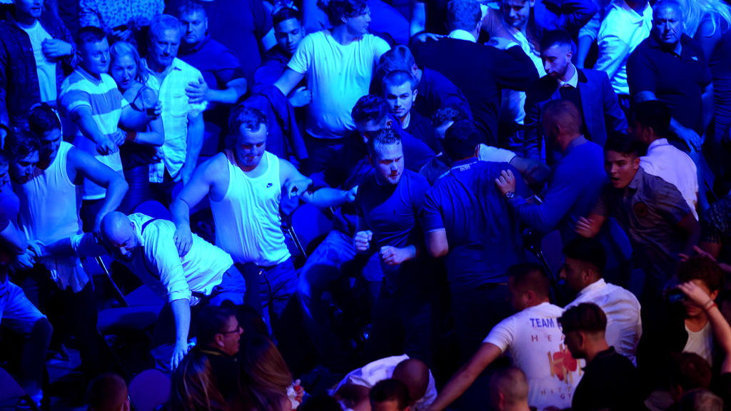 MANCHESTER, ENGLAND - JUNE 09: A fight is seen in the crowd at Manchester Arena on June 9, 2018 in Manchester, England. (Photo by Nathan Stirk/Getty Images)