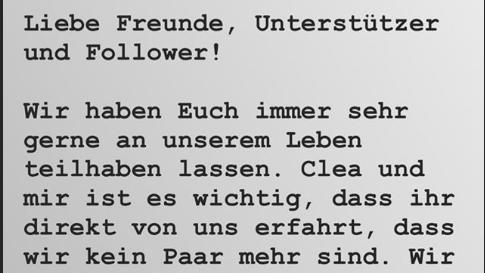 Sebastian Pannek bestätigt bei Instagram die Trennung
