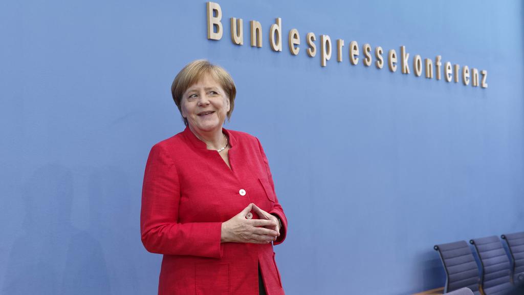 Sommerpressekonferenz Angela Merkel 2018-07-17, Berlin, Deutschland - Traditionelle Sommerpressekonferenz von Bundeskanzlerin Angela Merkel (CDU). *** Summer Press Conference Angela Merkel 2018 07 17 Berlin Germany Traditional Summer Press Conference