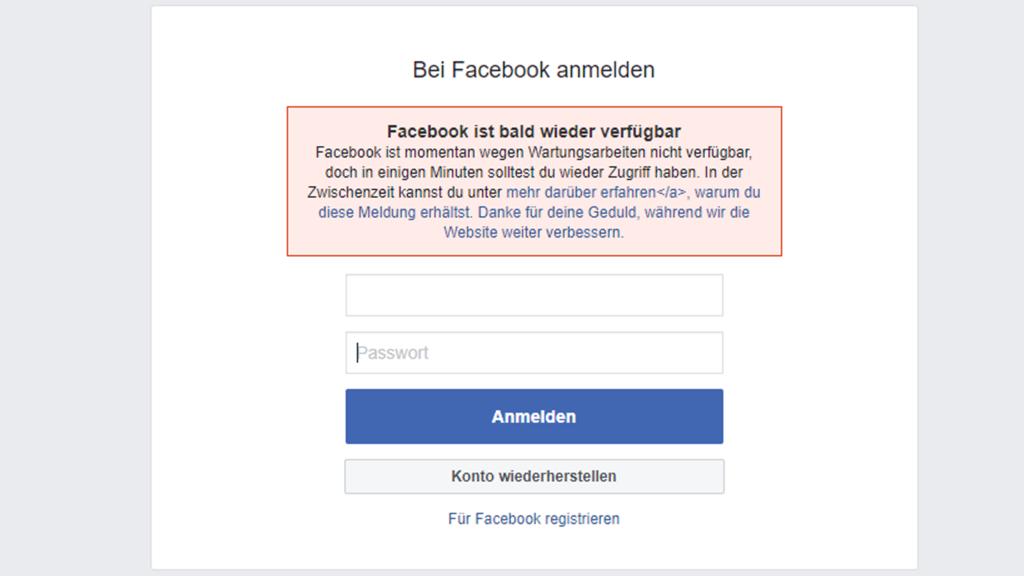 Fehlermeldung Facebook