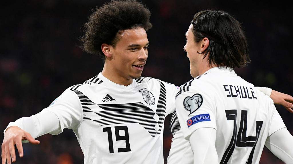 Soccer Football - Euro 2020 Qualifier - Group C - Netherlands v Germany - Johan Cruijff ArenA, Amsterdam, Netherlands - March 24, 2019 Germany's Leroy Sane celebrates scoring their first goal REUTERS/Piroschka Van De Wouw