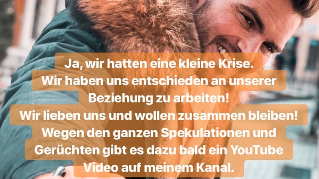Johannes Haller zum Beziehungsstatus mit Yeliz Koc in seiner Instagram-Story.