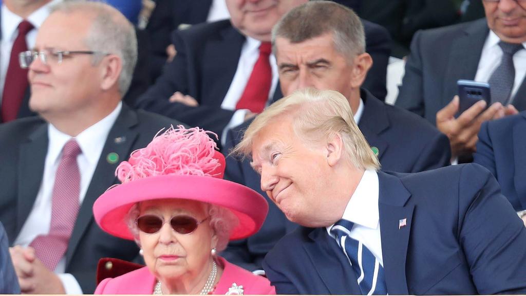 . 05/06/2019. Portsmouth, United Kingdom. Queen Elizabeth II, President Trump, wife Melania and Prince of Wales at the D-Day 75 Commemorations in Portsmouth, United Kingdom. PUBLICATIONxINxGERxSUIxAUTxHUNxONLY xPoolx/xi-Imagesx IIM-19764-0080