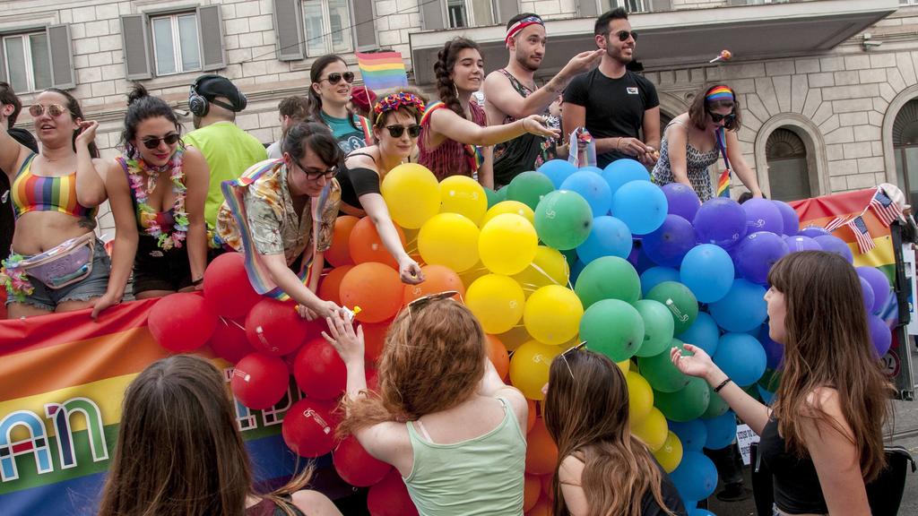 Italy: Rome Pride 2019 A very long and colorful procession marched through the streets of the center of the capital, for the twenty-fifth consecutive year, to claim the rights of the LGBTQ community (Lesbian, Gay, Bisexual and Transgender). Rome Ital