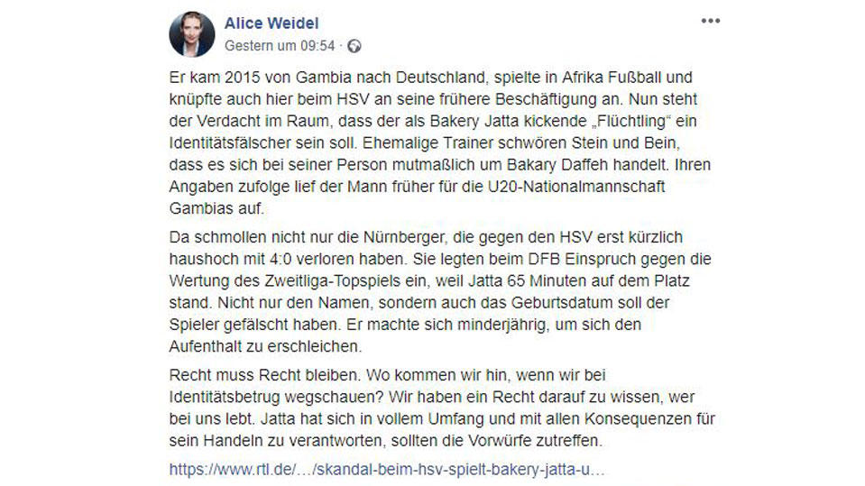 Post von Alice Weidel