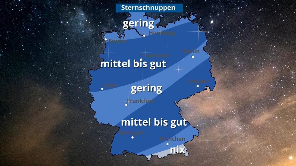 Hier können Sie in der Nacht auf Mittwoch am besten die Sternschnuppen sehen.
