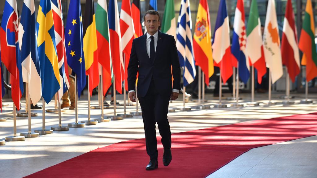 June 29, 2018 - Brussels, Belgium - French President Emmanuel Macron arrives at The European Council summit in Brussels on June 28, 2018. European Union leaders meet today for the two-day European Council. The agenda includes discussion on migration