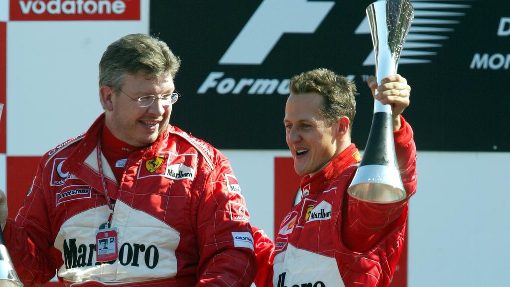 14.09.2003 Monza, Italien,F1 in Monza, Sonntag, VIP, Podium, Ross Brawn (Ferrari, Technischer Direktor, Technical Director), Portrait und Michael Schumacher (D, Ferrari) - Formel 1 Grand Prix (GP) von Italien 2003 (Autodromo Nazionale Monza, Italy) -