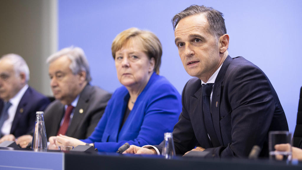 Kanzlerin Merkel und Außenminister Maas bei der Pressekonferenz.
