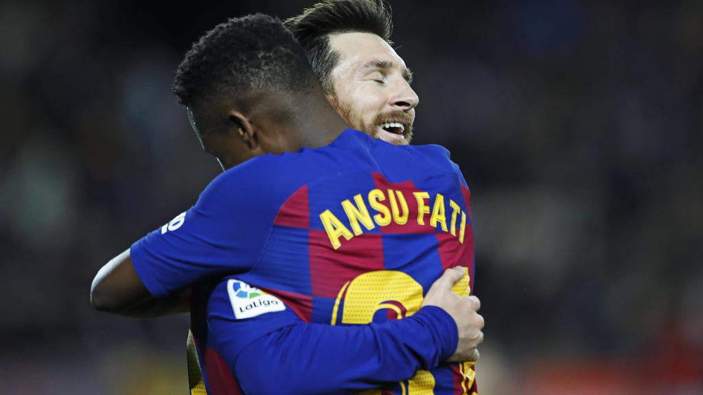 Ansu Fati, Lionel Messi Barcelona, FEBRUARY 2, 2020 - Football / Soccer : Spanish La Liga Santander match between FC Barcelona, Barca 2-1 Levante UD at the Camp Nou stadium in Barcelona, Spain. Noxthirdxpartyxsales 121335541