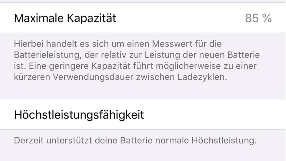 Apple iPhone Batteriezustand