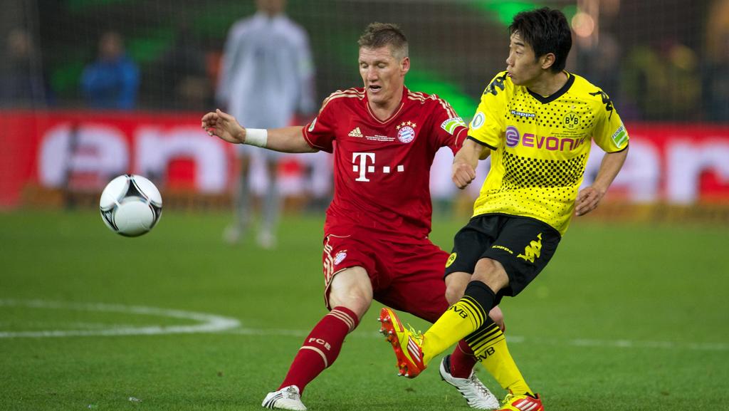 Bastian Schweinsteiger (FC Bayern) und Shinji Kagawa (Borussia Dortmund)