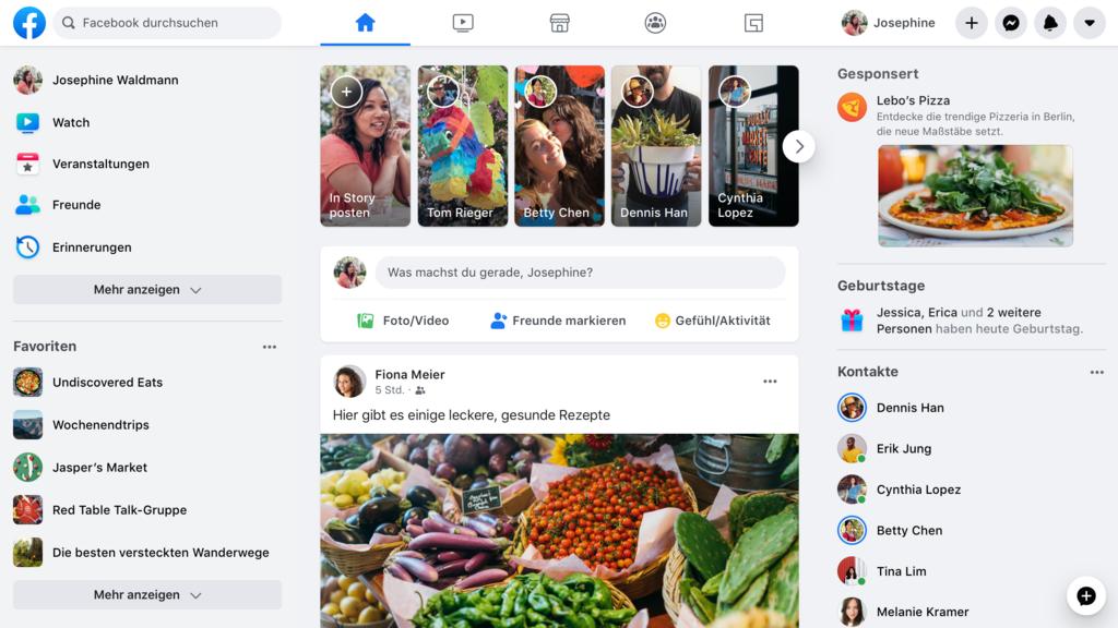 Neues Facebook-Design im Browser