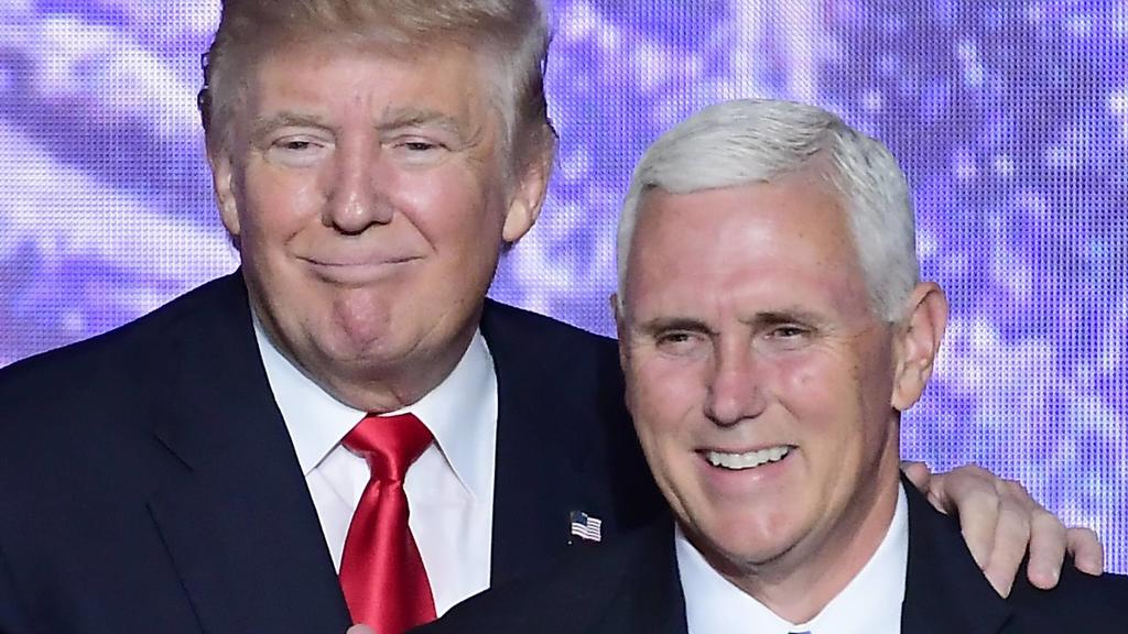 July 21, 2016 - Cleveland, Ohio, United States of America - Donald J. Trump and Governor Mike Pence Republican of Indiana after Trump delivered his acceptance speech as the GOP candidate for President of the United States at the 2016 Republican Nati