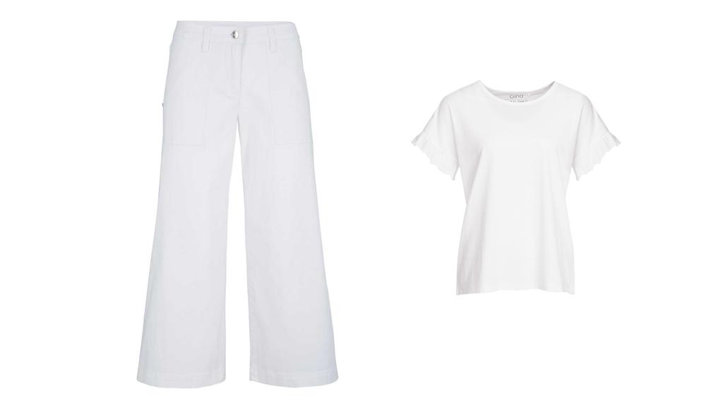 Culotte von bpc, T-Shirt von Gina.