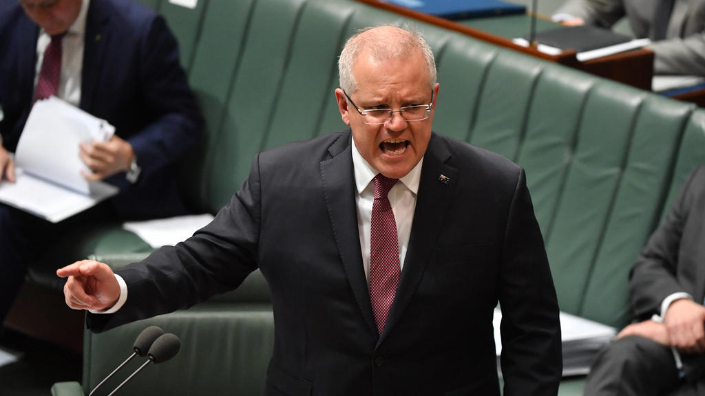 QUESTION TIME, Prime Minister Scott Morrison during Question Time in the House of Representatives at Parliament House in Canberra, Thursday, June 18, 2020. ACHTUNG: NUR REDAKTIONELLE NUTZUNG, KEINE ARCHIVIERUNG UND KEINE BUCHNUTZUNG CANBERRA ACT AUS