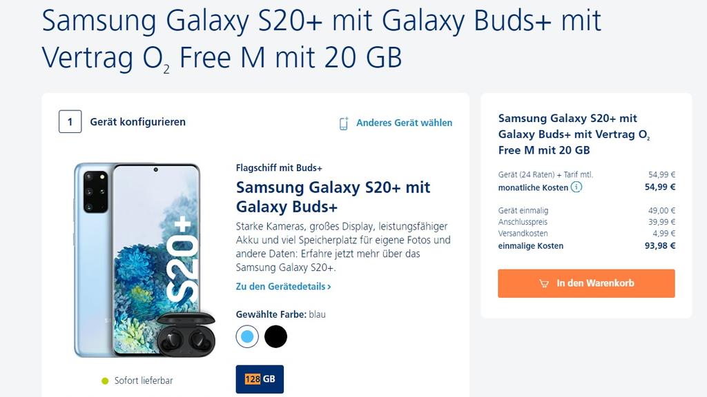 Galaxy S20+ und Buds+ im O2-Tarif