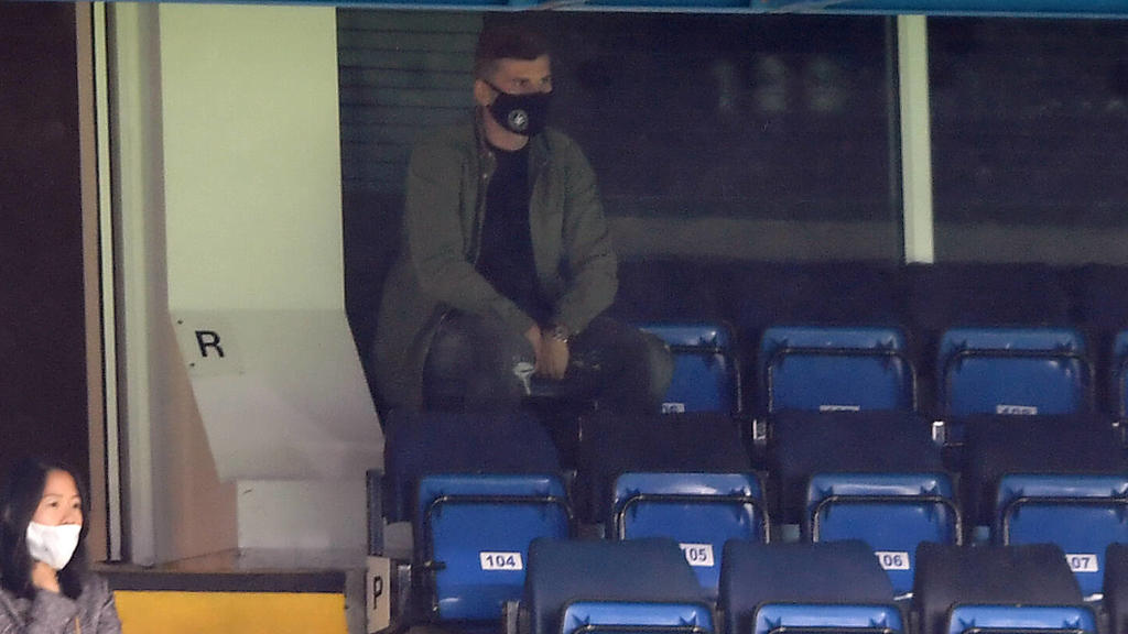 Chelsea v Wolverhampton Wanderers - Premier League - Stamford Bridge Chelseas new signing Timo Werner centre right watches the match from the stands during the Premier League match at Stamford Bridge, London. EDITORIAL USE ONLY No use with unauthori