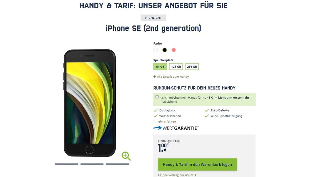 Apple iPhone SE für 1 Euro bei Mobilcom Debitel