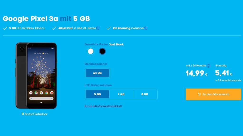 Google Pixel 3a mit LTE-Flat