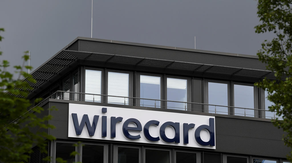FILE PHOTO: The logo of Wirecard AG is pictured at its headquarters in Aschheim, near Munich, Germany, July 1, 2020. REUTERS/Andreas Gebert/File Photo GLOBAL BUSINESS WEEK AHEAD