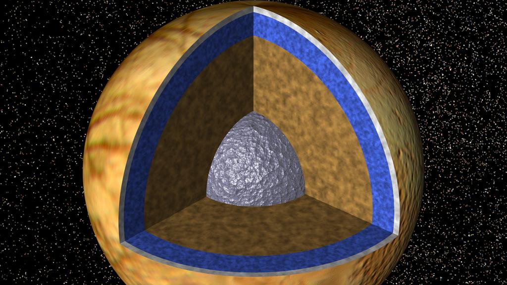 Der Jupitermond Europa einmal aufgeklappt dargestellt