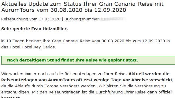 Verbindliche Buchungsbestätigung des Reiseveranstalters