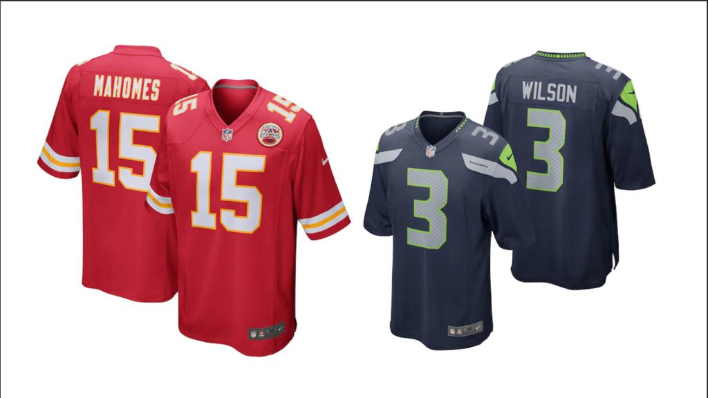 Trikots der Kansas City Chiefs und Seattle Seahawks