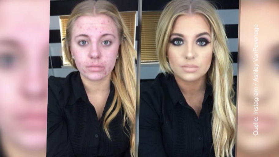 Ashley VanPevenage mit und ohne Make up