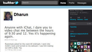 Dharun R. postete per Twitter: "Ich sah, wie er mit einem anderen Typen rumgemacht hat. Yeah.“