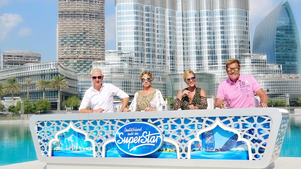 Die Jury von DSDS 2017, H.P. Baxxter, Shirin David, Michelle und Dieter Bohlen, suchen in Dubai beim härtesten DSDS-Recall aller Zeiten die Kandidaten für die großen Live-Mottoshows.
