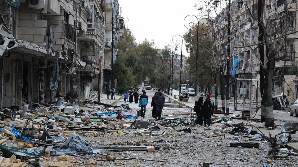Bewohner im Osten von Aleppo.