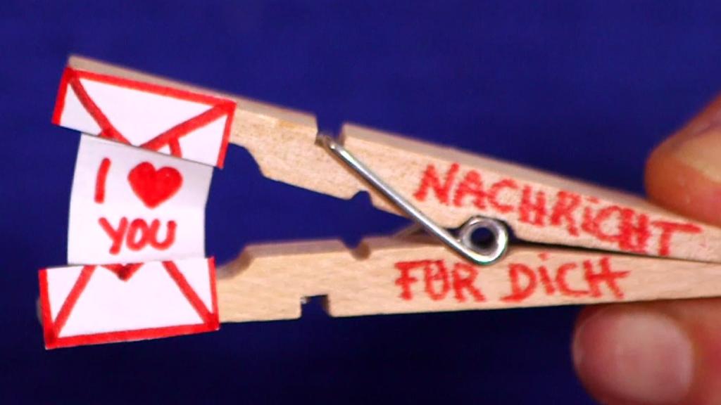 Wäscheklammer-Botschaft selber machen zum Valentinstag
