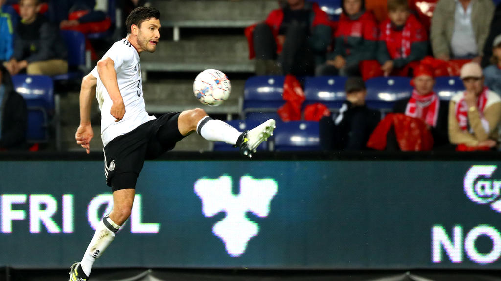 Fußball: Länderspiele, Dänemark - Deutschland am 06.06.2017 im Bröndby Stadion in Bröndby bei Kopenhagen (Dänemark). Jonas Hector aus Deutschland in Aktion. Foto: Christian Charisius/dpa +++(c) dpa - Bildfunk+++